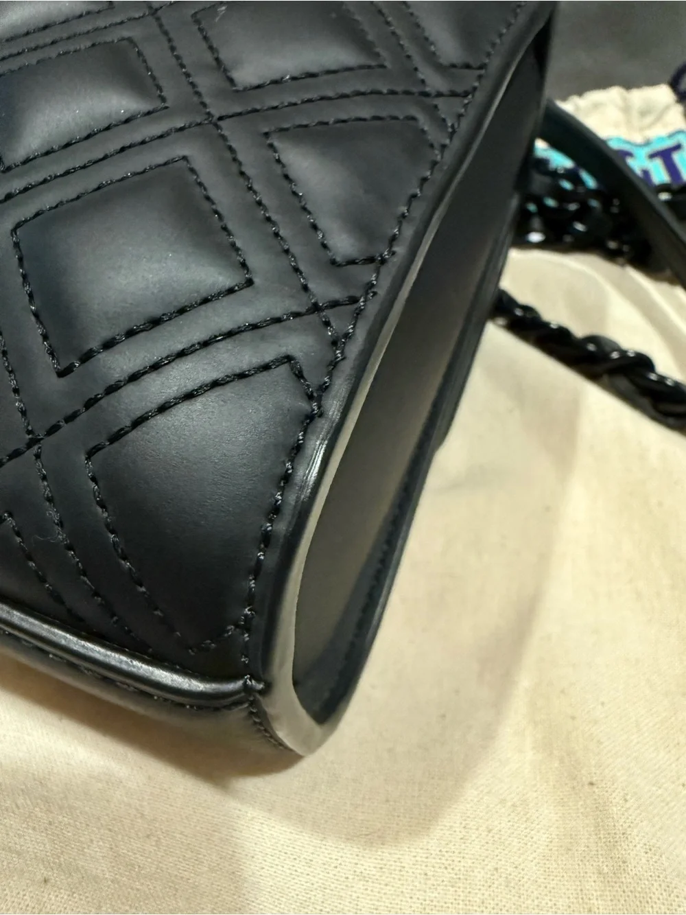 Tory Burch Black Quilted Shoulder Bag with Tassel